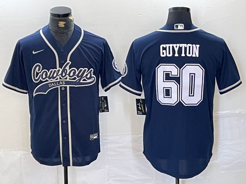 Men Dallas Cowboys #60 Guyton Blue Joint Name 2024 Nike Limited NFL Jersey style 1